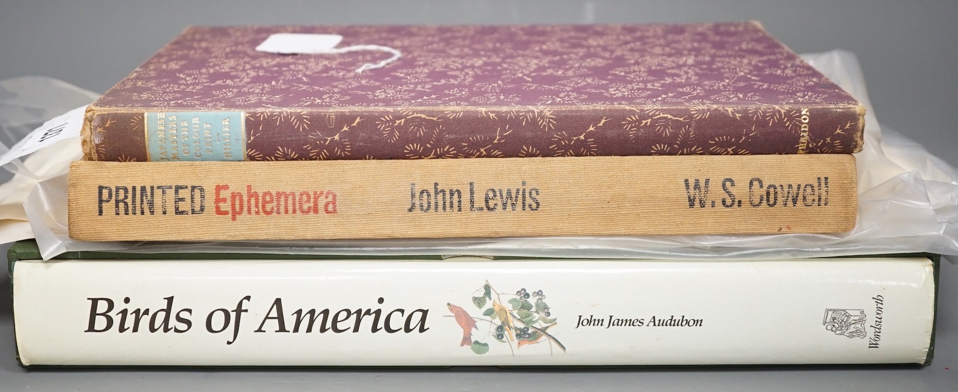 Birds of America by Audubon, two other books, frameless prints